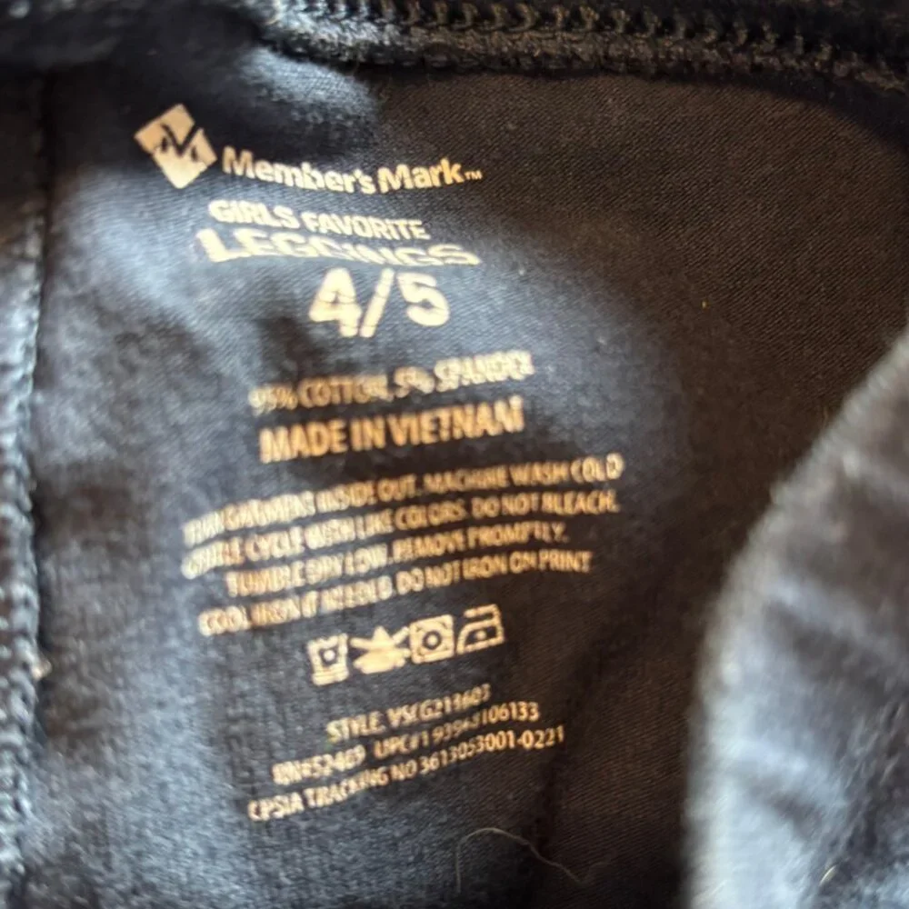 Member's Mark girl's navy blue Leggings sz 4/5‎